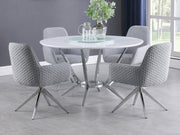 Abby 5-piece Round Dining Table Set White High Gloss Default Title
