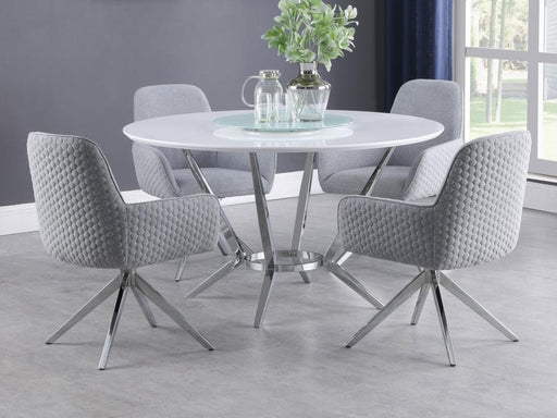 Abby 5-piece Round Dining Table Set White High Gloss Default Title