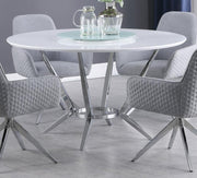 Abby Round 54-inch Lazy Susan Dining Table White High Gloss Default Title