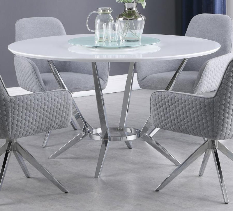 Abby Round 54-inch Lazy Susan Dining Table White High Gloss Default Title
