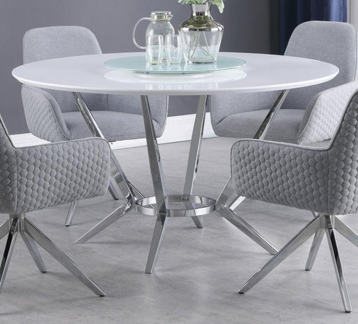 Abby Round 54-inch Lazy Susan Dining Table White High Gloss Default Title