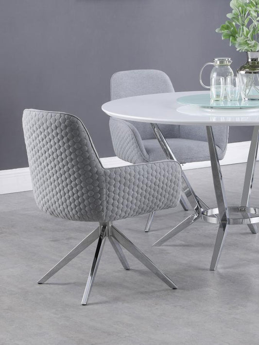 Abby Fabric Upholstered Swivel Dining Arm Chair Light Grey Default Title