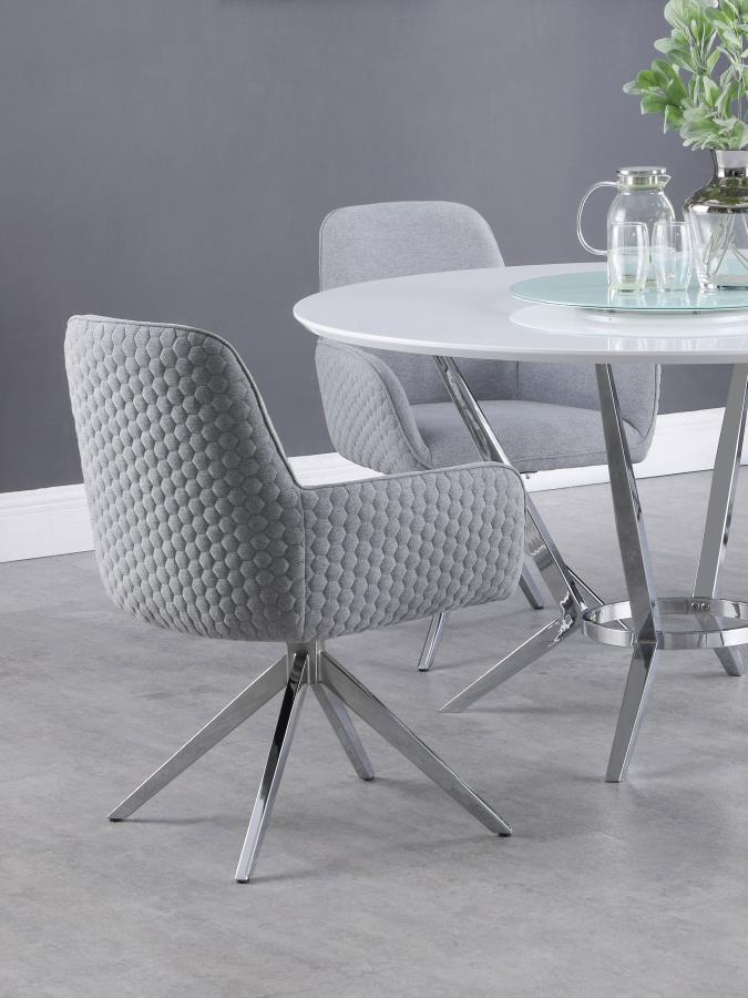 Abby Fabric Upholstered Swivel Dining Arm Chair Light Grey Default Title