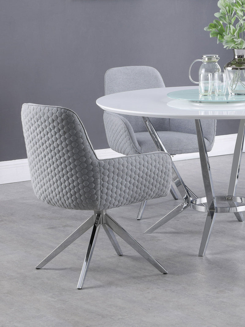 Abby Fabric Upholstered Swivel Dining Arm Chair Light Grey