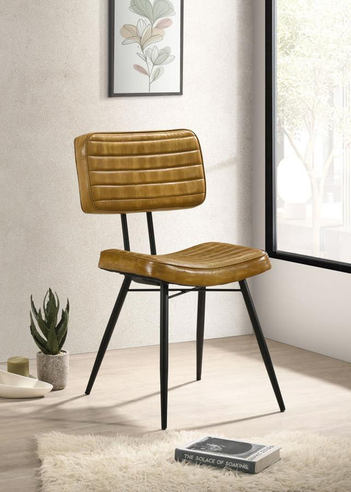 Misty Leather Upholstered Dining Side Chair (Set of 2) Antique Camel