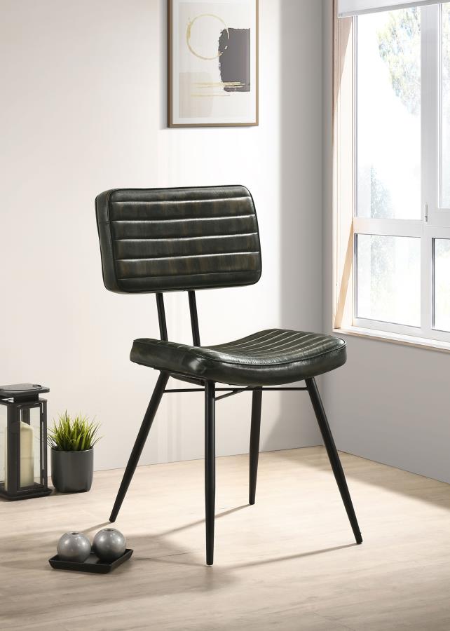 Misty Leather Upholstered Dining Side Chair (Set of 2) Antique Espresso