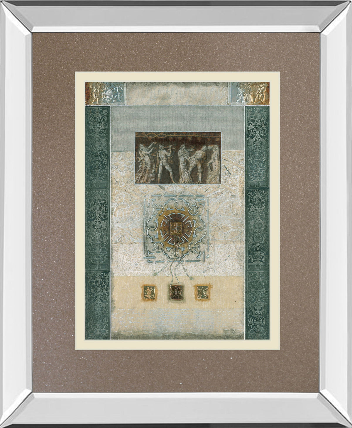 Romanesque Il By Douglas - Mirror Framed Print Wall Art - Light Brown