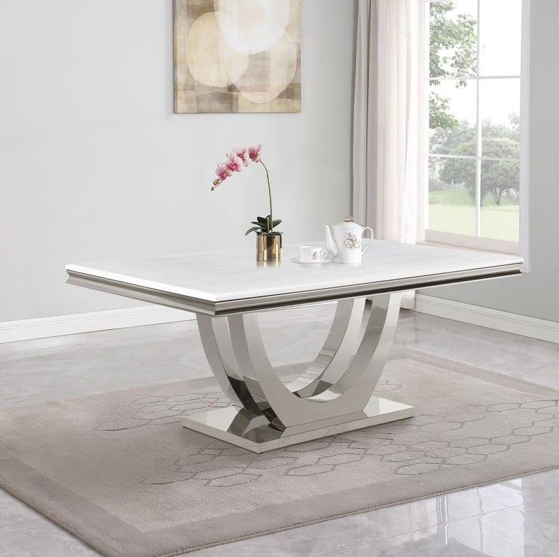 Kerwin Rectangular 71-inch Stone Top Dining Table White Default Title