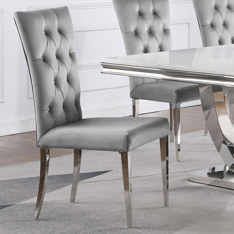 Kerwin Velvet Upholstered Dining Side Chair (Set of 2) Grey