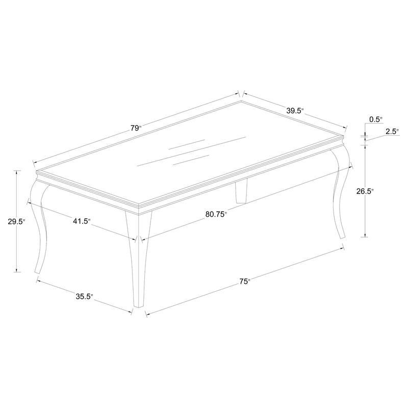 Carone Rectangular 81-inch Glass Top Dining Table