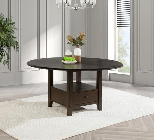 Twyla 60-inch Round Dining Table with Drawer Dark Cocoa Default Title