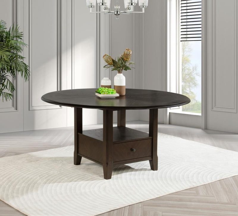 Twyla 60-inch Round Dining Table with Drawer Dark Cocoa Default Title