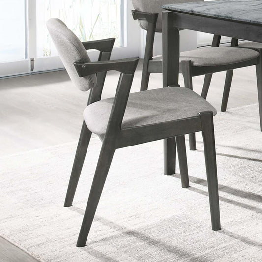 Stevie Padded Wood Dining Arm Chair Black (Set of 2) Default Title