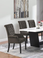 Alana Fabric Upholstered Dining Arm Chair Brown Rustic Espresso