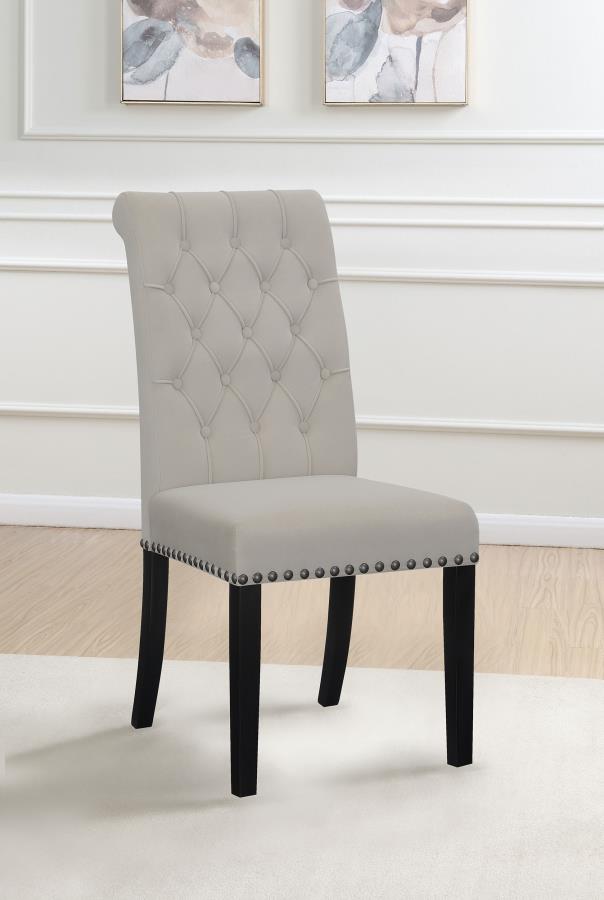 Alana Fabric Upholstered Dining Side Chair (Set of 2) Sand Rustic Espresso