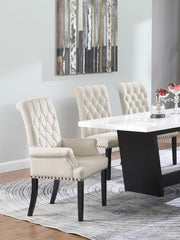 Alana Fabric Upholstered Dining Arm Chair Sand Rustic Espresso