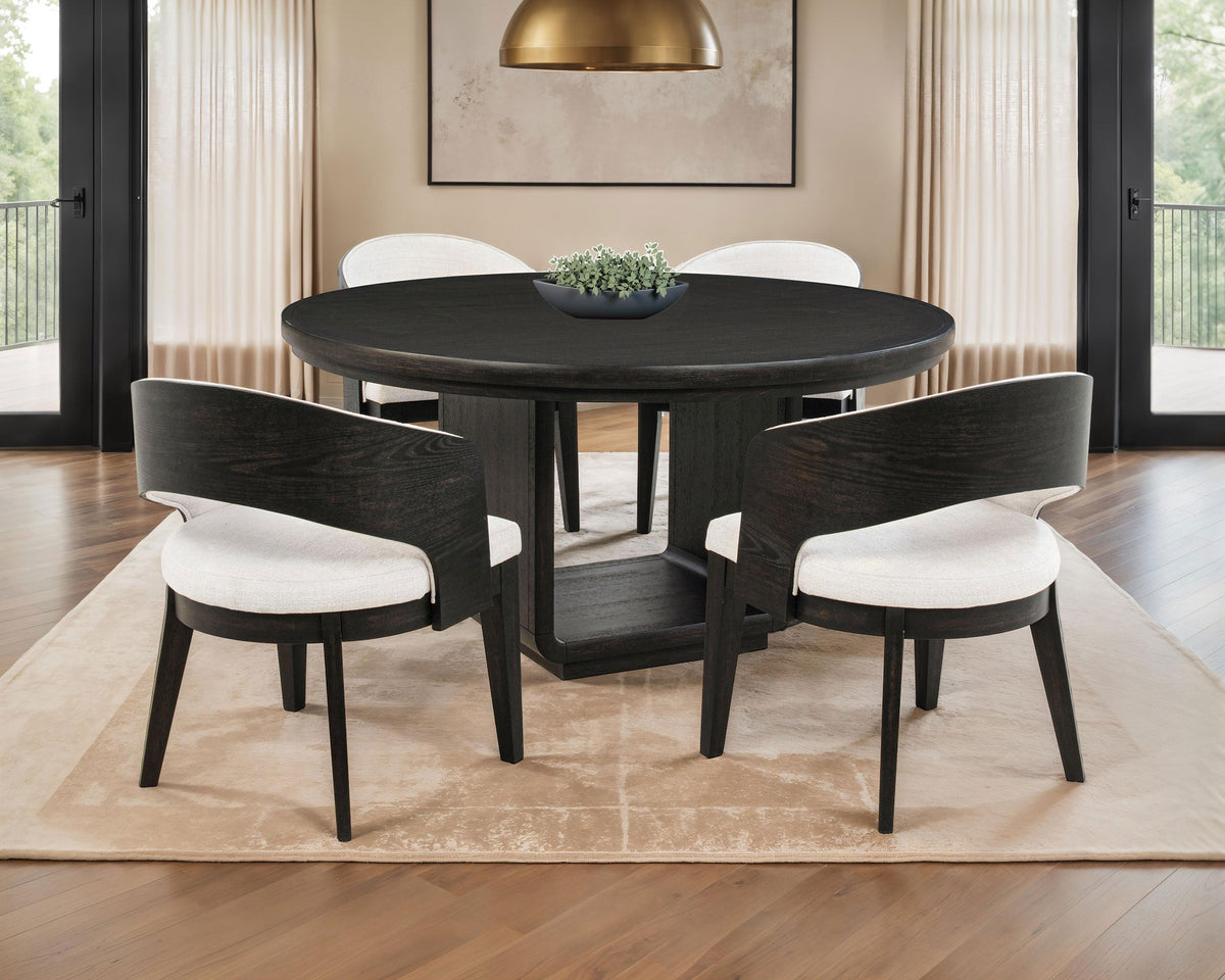 Leandro Round Dining Table Set Burnished