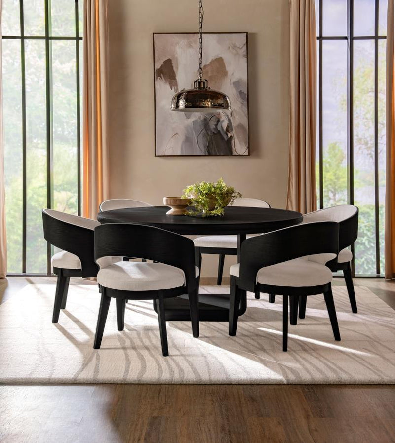 Leandro Round Dining Table Set Burnished 7-piece