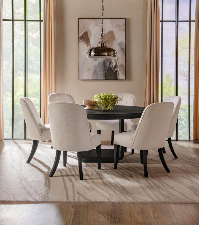 Leandro Round Dining Table Set Burnished 7-piece
