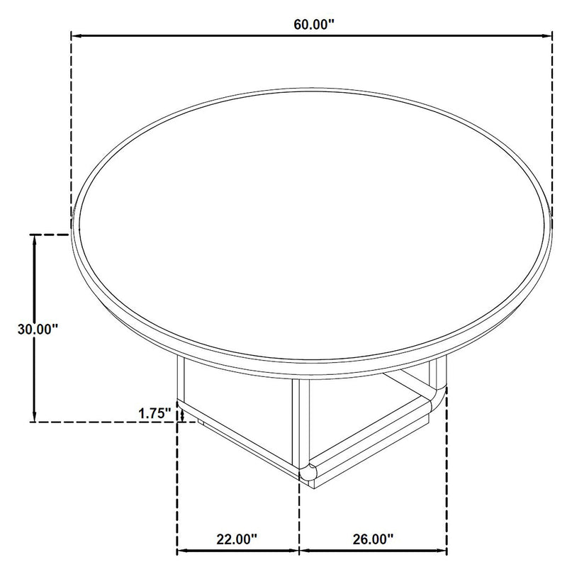 Leandro 60-inch Round Dining Table Burnished Black