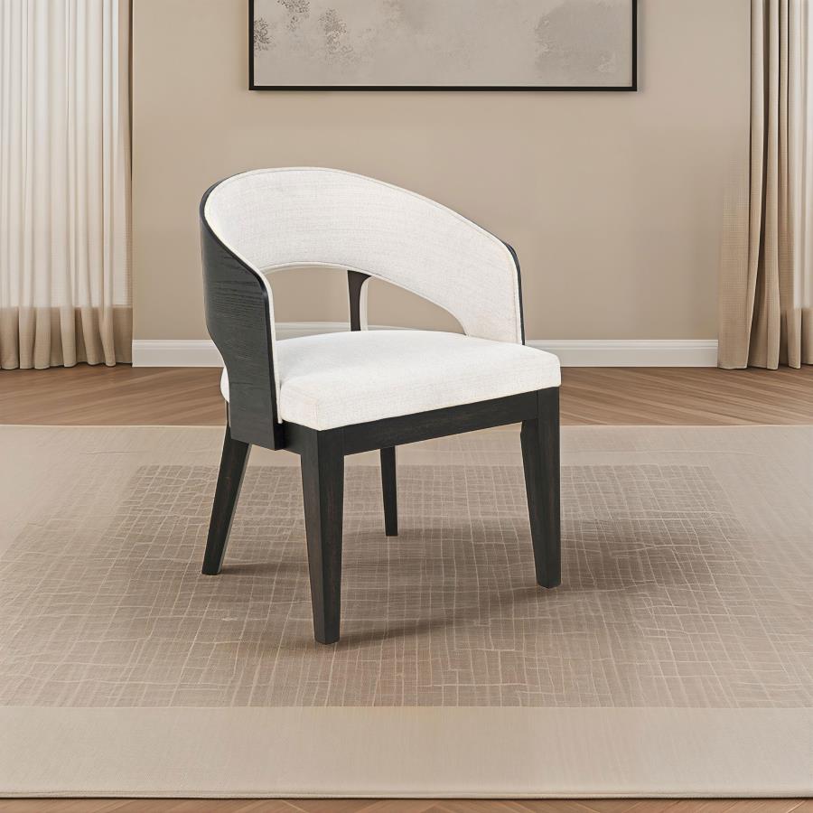 Leandro Upholstered Dining Arm Chair Cream (Set of 2) Default Title