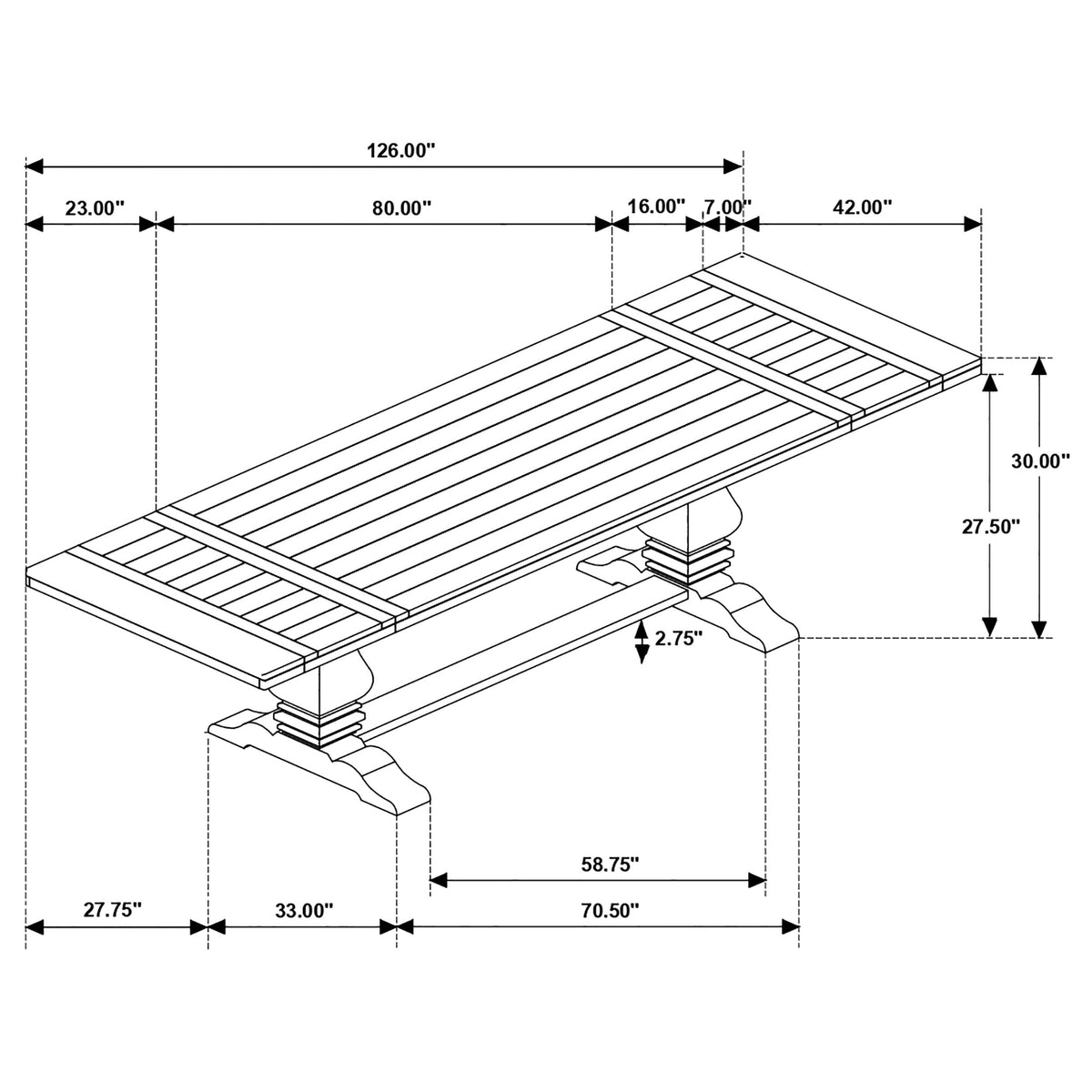 Florence 126-inch Extension Dining Table Set