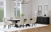 Florence 126-inch Extension Dining Table Set Distressed Black Beige 9-piece