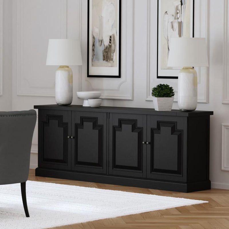 Florence 4-door Dining Sideboard Buffet Cabinet Distressed Black