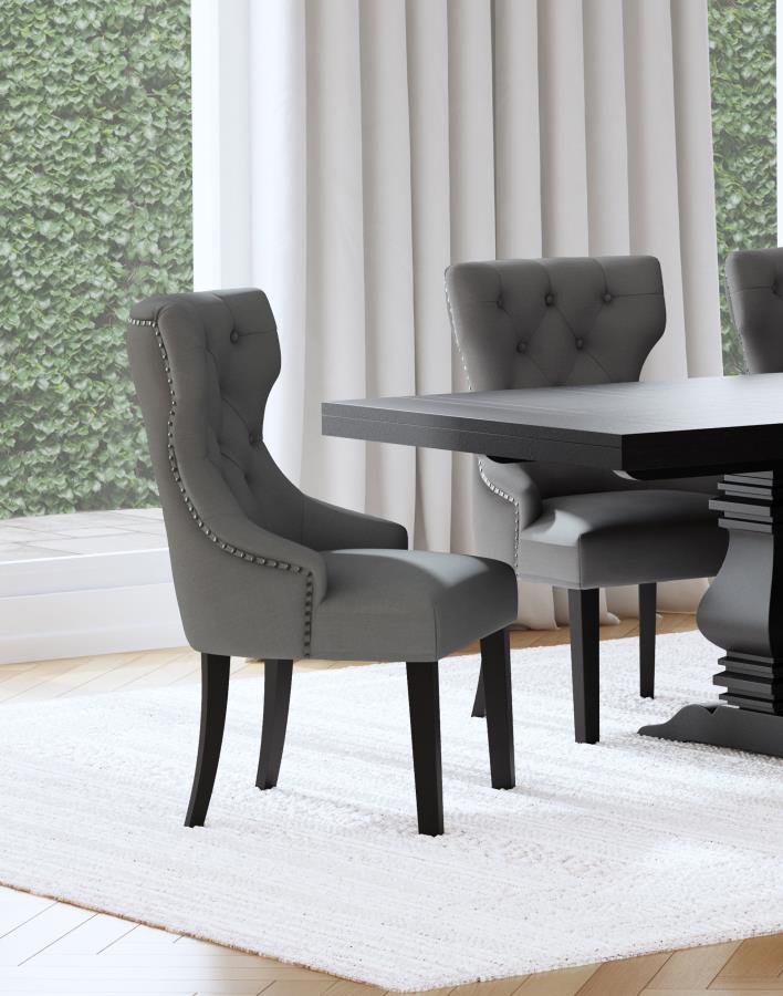 Baney Tufted Upholstered Dining Chair Grey Distressed Black