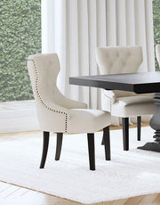 Baney Tufted Upholstered Dining Chair Beige Distressed Black