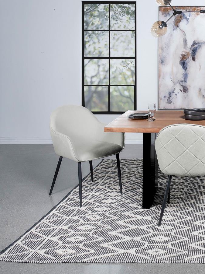 Emma Fabric Upholstered Dining Arm Chair Fog (Set of 2) Fog Grey