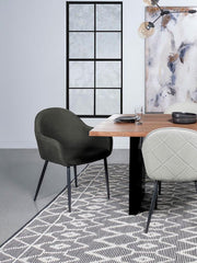 Emma Fabric Upholstered Dining Arm Chair Fog (Set of 2) Charcoal