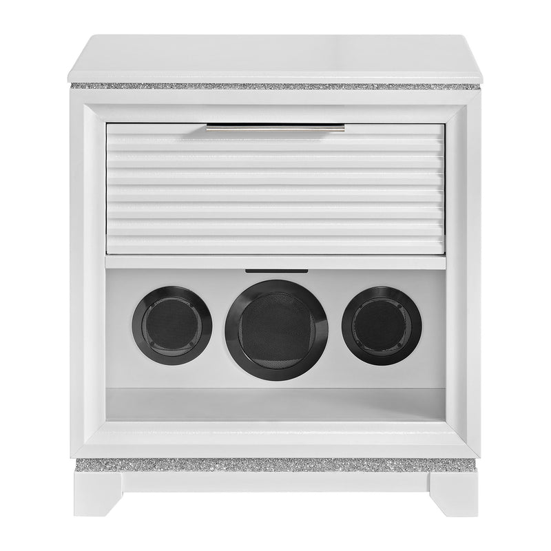 Denmark - 1-Drawer Nightstand With Speaker And USB - White