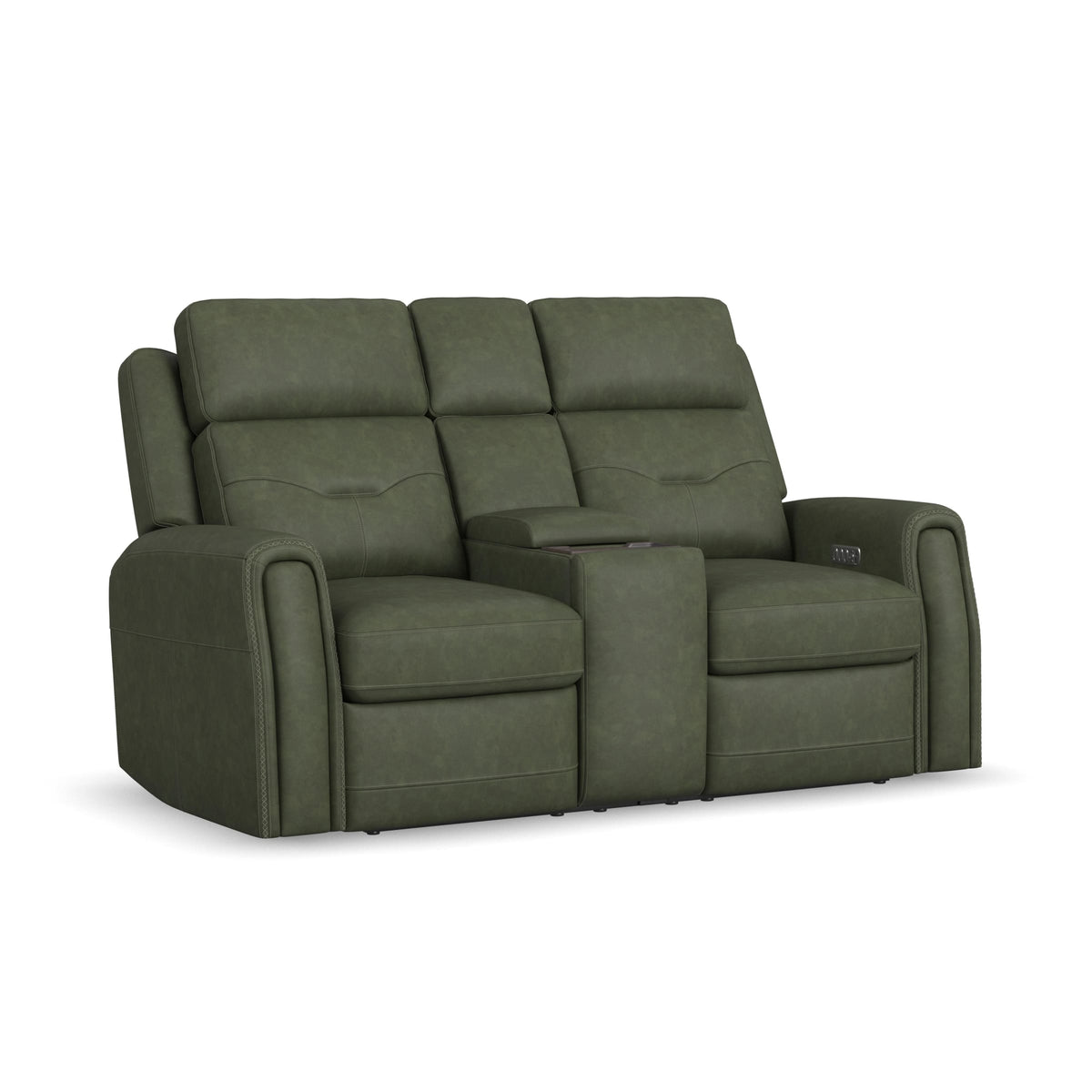 Flexsteel Felix Power Reclining Loveseat with Console, Power Headrest, Lumbar, Heat & Massage