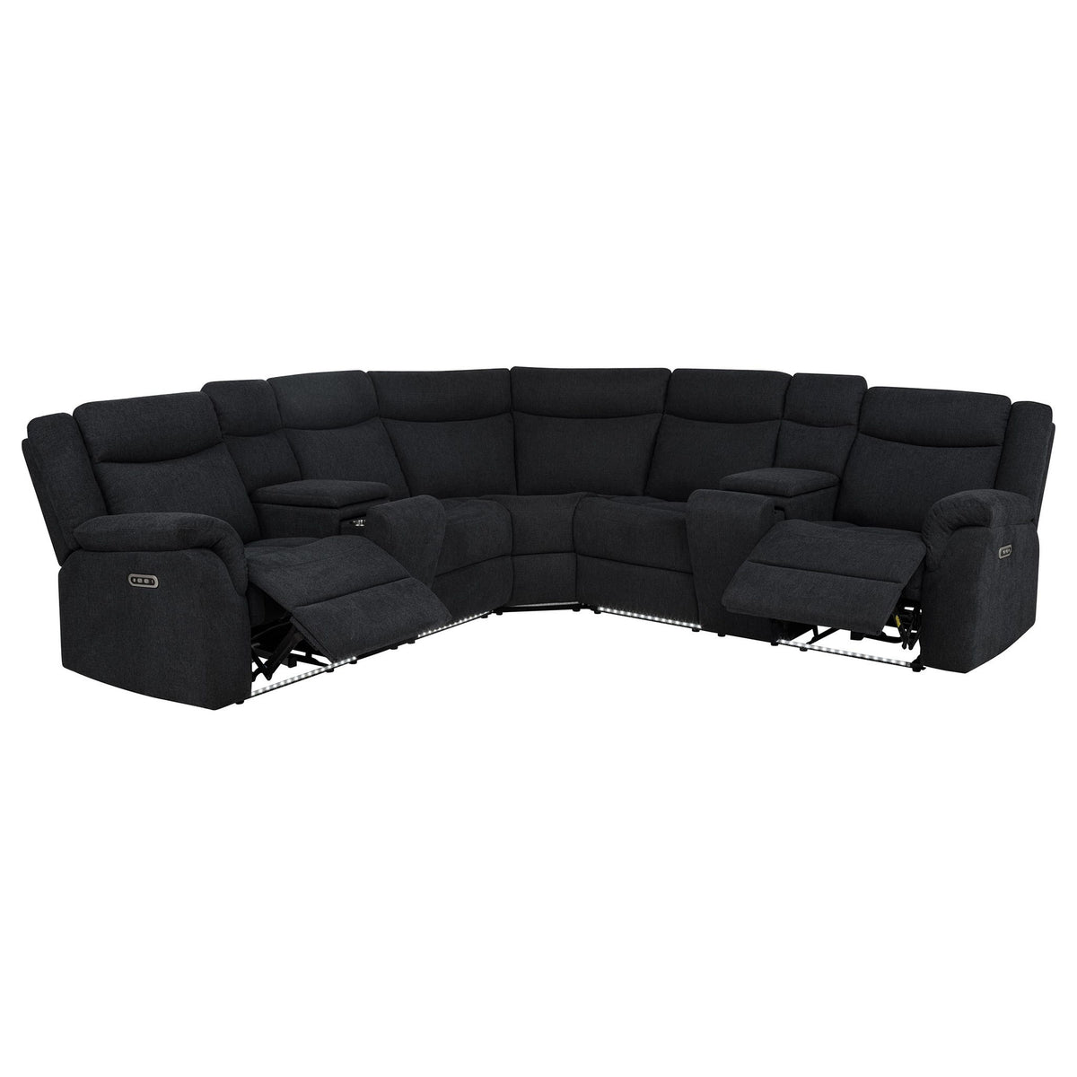 Hagen Upholstered Power Reclining Sectional Sofa Steel Grey