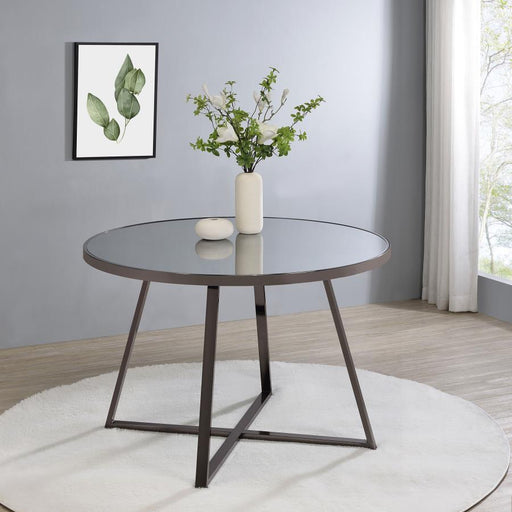 Jillian Round 45-inch Mirror Top Dining Table Black Nickel Default Title