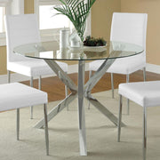 Vance Round 41-inch Glass Top Asterisk Dining Table Chrome Default Title