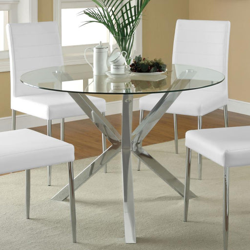 Vance Round 41-inch Glass Top Asterisk Dining Table Chrome Default Title
