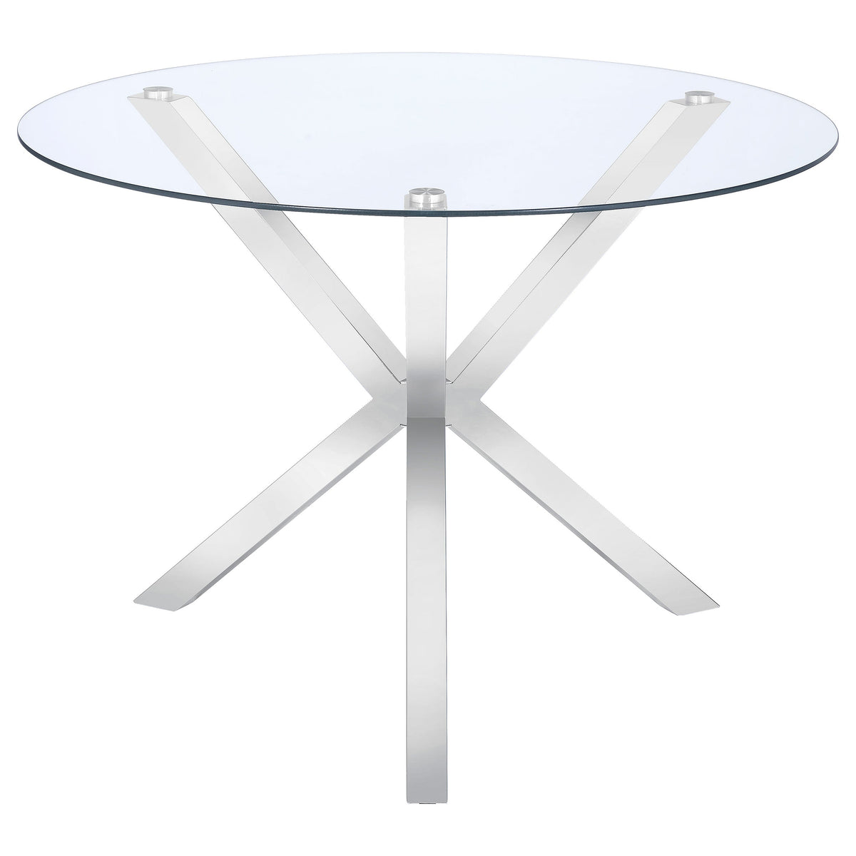 Vance Round 41-inch Glass Top Asterisk Dining Table Chrome
