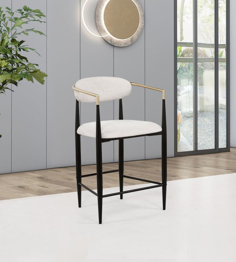 Tina Fabric Upholstered Counter Chair (Set of 2) Beige