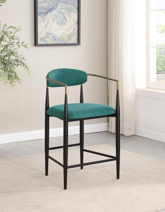 Tina Fabric Upholstered Counter Chair (Set of 2) Green