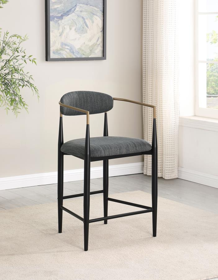 Tina Fabric Upholstered Counter Chair (Set of 2) Dark Grey