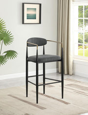 Tina Fabric Upholstered Bar Chair (Set of 2) Dark Grey