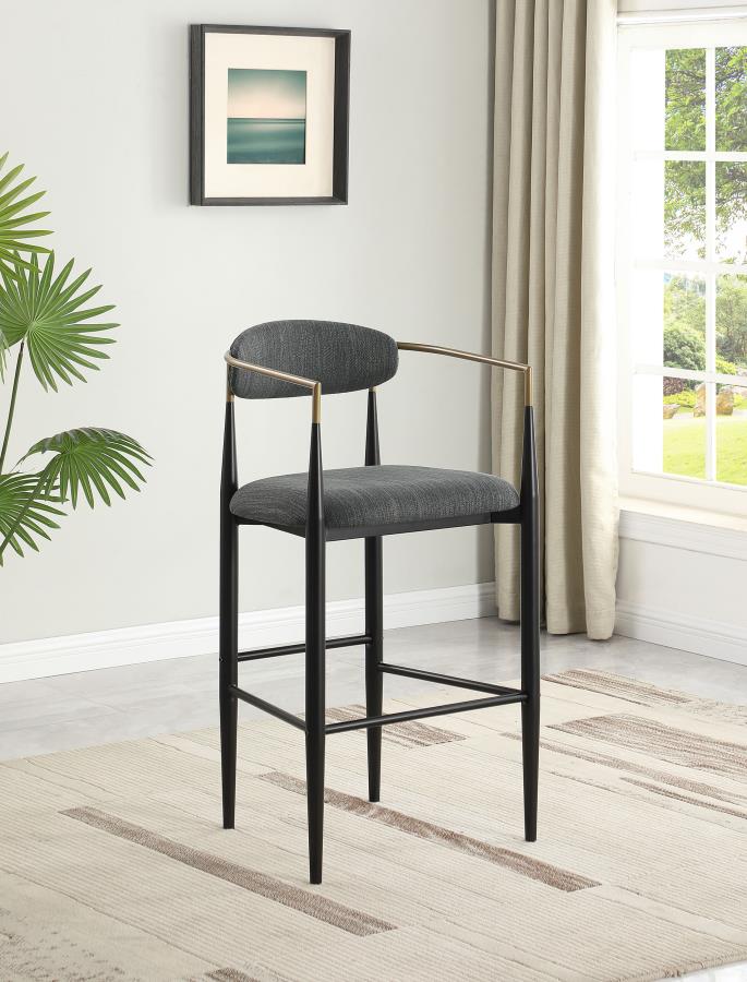 Tina Fabric Upholstered Bar Chair (Set of 2) Dark Grey