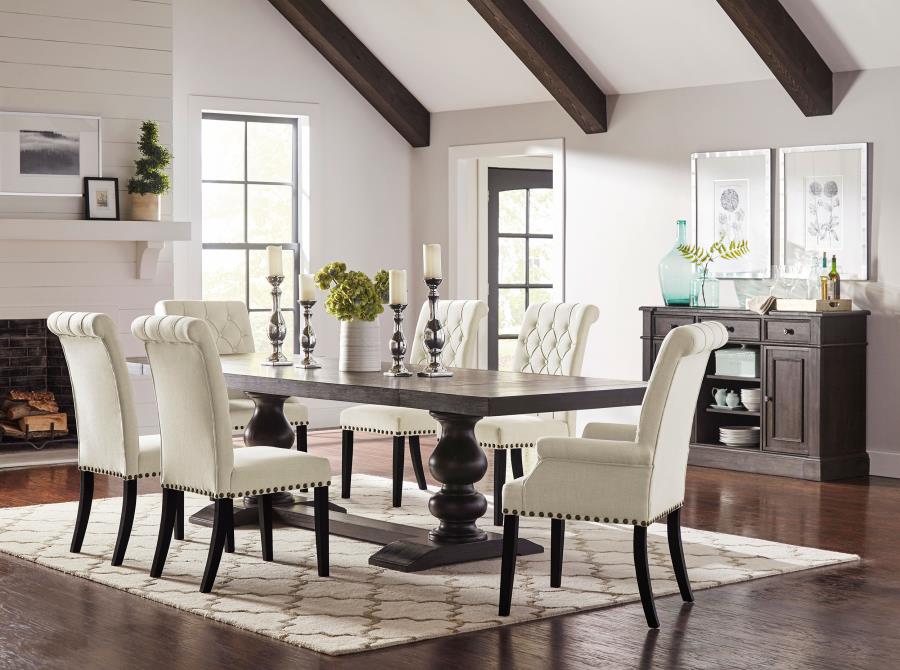 Phelps Rectangular Dining Table Set Distressed Noir 8-piece