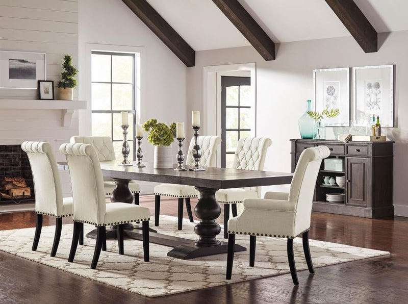 Phelps Rectangular Dining Table Set Distressed Noir 8-piece