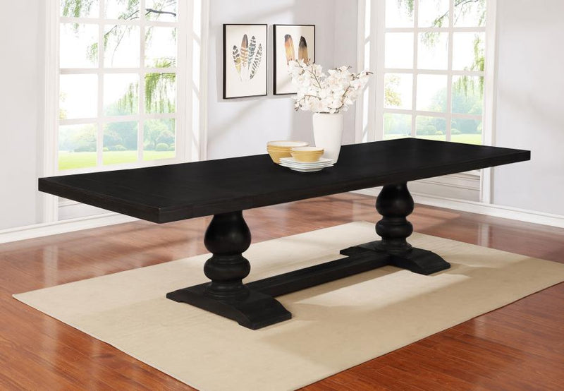 Phelps 123-inch Extension Leaf Dining Table Distressed Noir Default Title