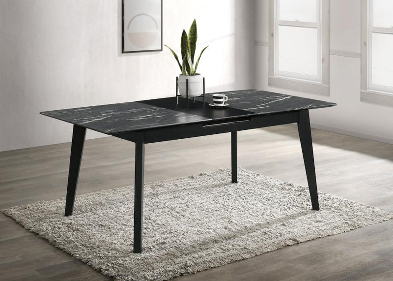 Crestmont 78-inch Extension Dining Table Black Faux Marble Default Title