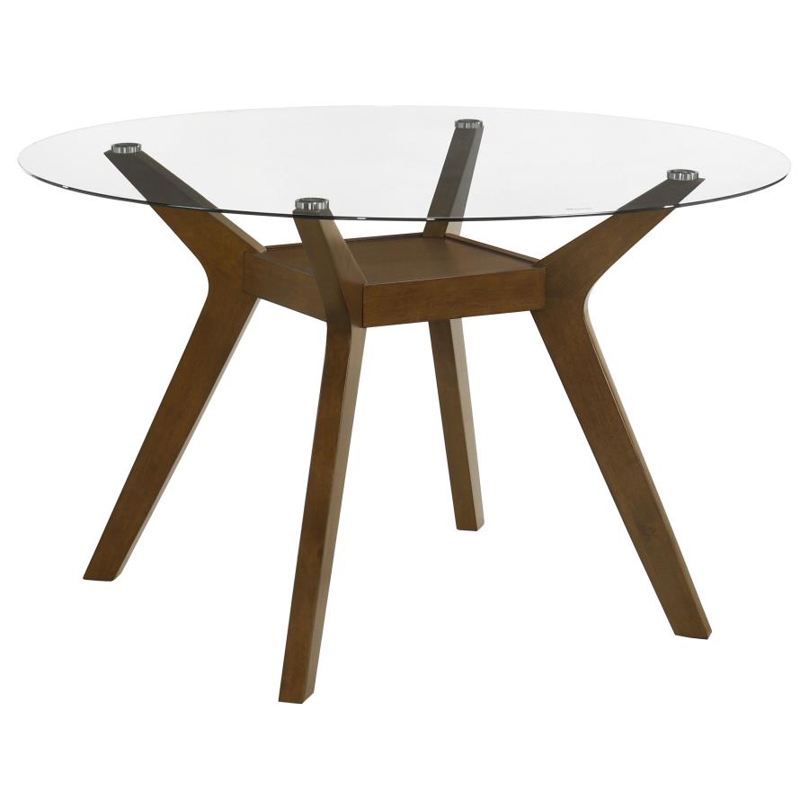 Paxton Round 48-inch Glass Top Wood Dining Table Brown