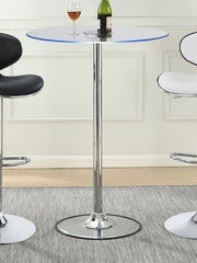 Thea Round 28-inch Glass Top LED Bistro Bar Table Chrome Default Title